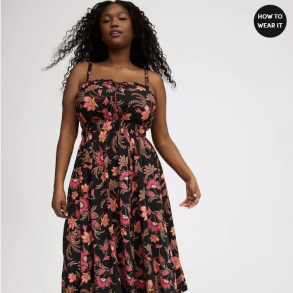 Torrid Dresses & Skirts - Tea Length Wash Challis Sleeveless Aline Dress- Torrid Size 1 (14-16)